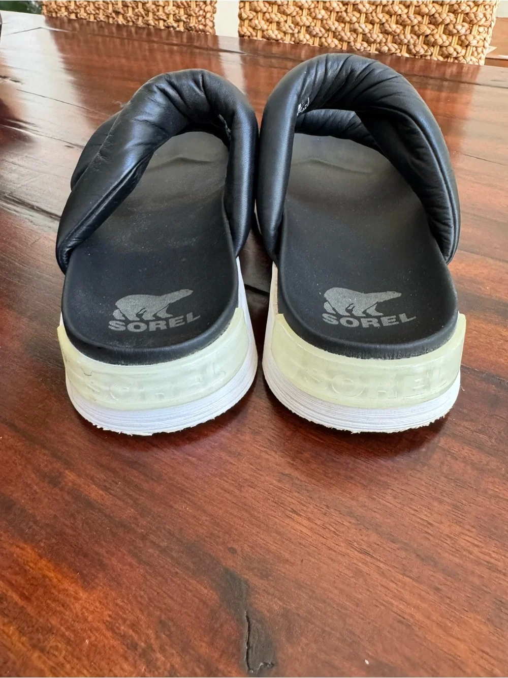 SOREL Viibe Twist Slide Sandal Chunky Comfy Leather Platform Support Size 8.5